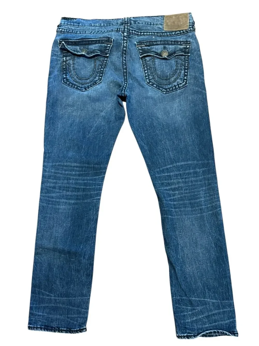 True Religion Geno Relaxed Slim Men's 38 x 33 Medium Blue Straight Jeans